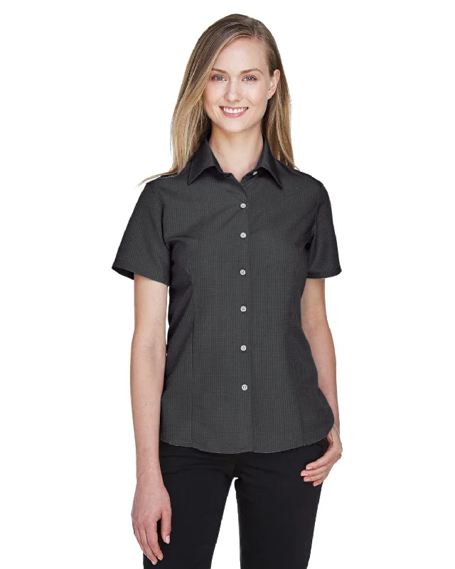 Savings Event Harriton Ladies Barbados Textured Camp Shirt | Black
