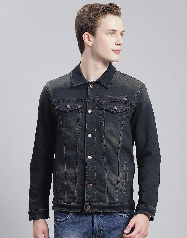 Lowest Rates Men Blue Solid Collar Full Sleeve Jacket