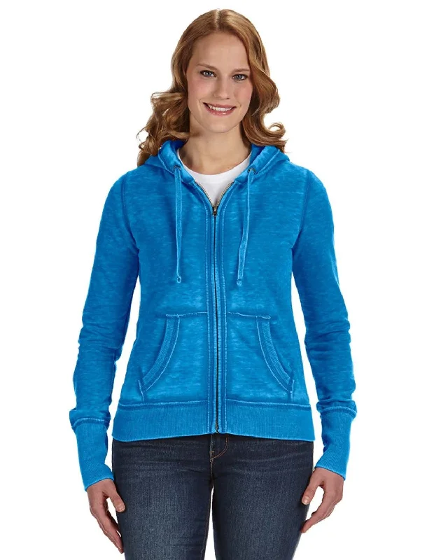 Price Drop J America Ladies Zen Full-Zip Fleece Hoodie | Oceanberry