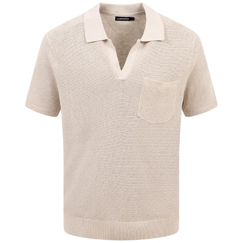 Weekend Offers That Impress Ben Slim Fit Open Collar Silk Polo Moonbeam - SS24