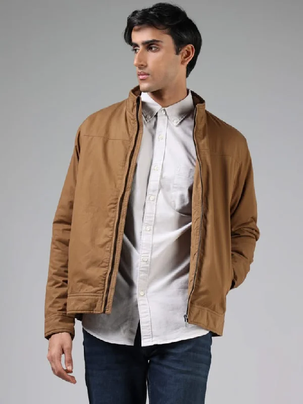 Shop and Save WES Casuals Solid Beige Relaxed-Fit Shirt