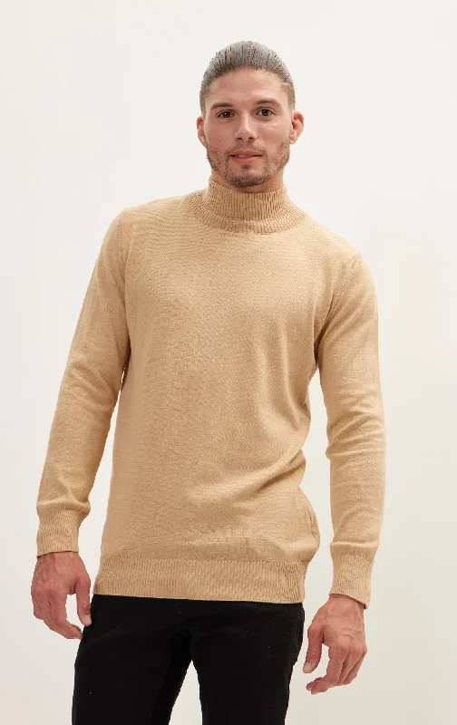 Quick Sale Mock Neck Relaxed Sweater - Camel