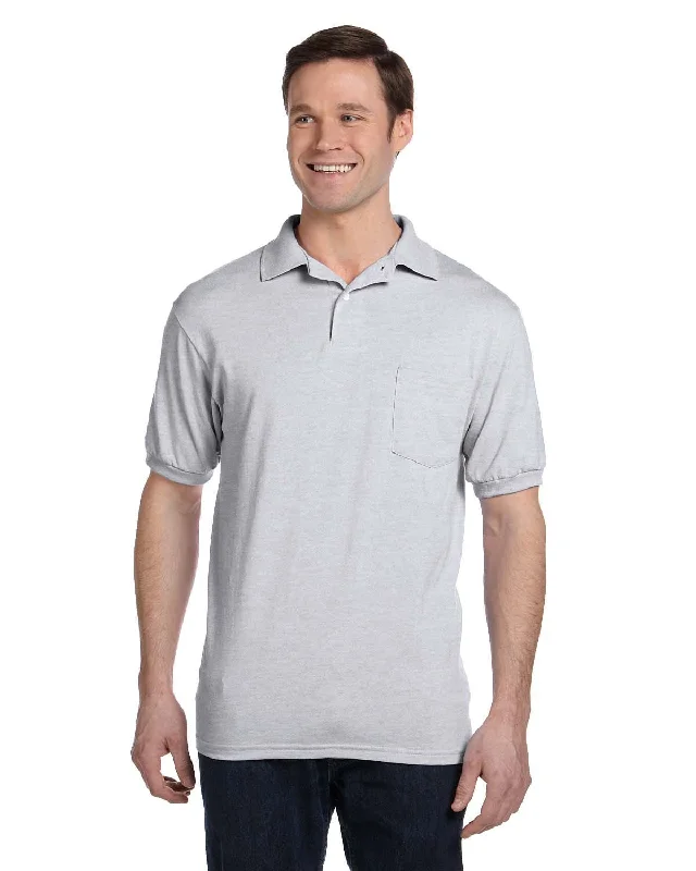 Super Deal Hanes 50/50 Jersey Knit Pocket Polo Shirt | Ash