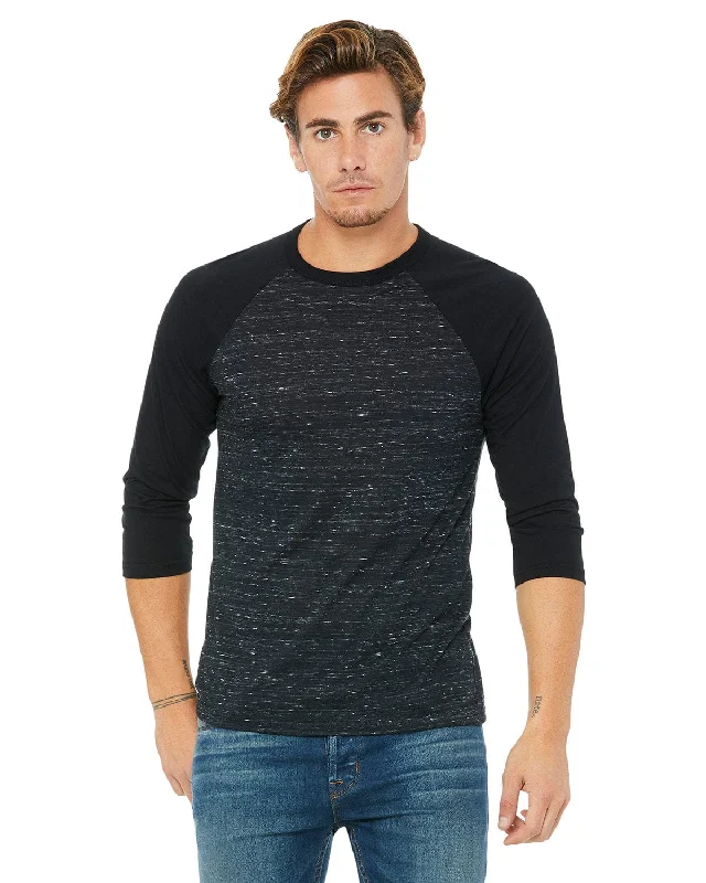 Unmissable Sale Bella+Canvas Unisex Triblend 3/4-Sleeve Baseball T-Shirt | Black Mrble/ Blk