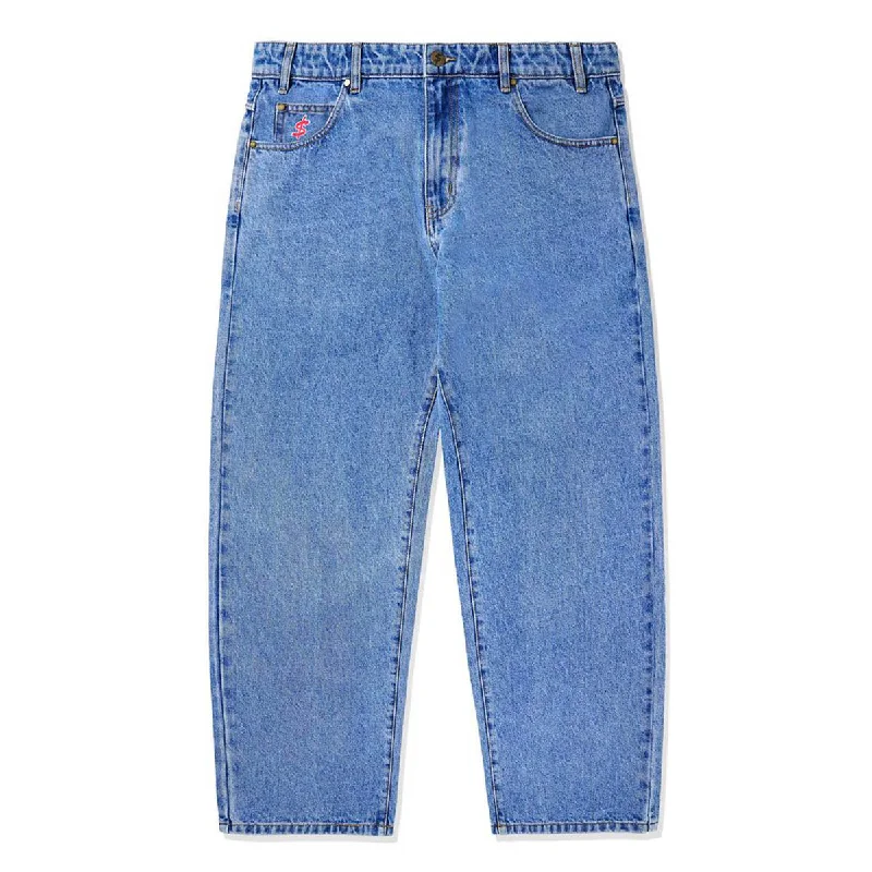 Deal Dash Cash Only - Logo Baggy Denim Jeans Washed Indigo