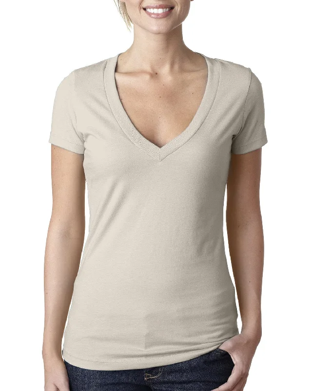 Price Cut Next Level Ladies CVC Deep V-Neck Tee | Sand