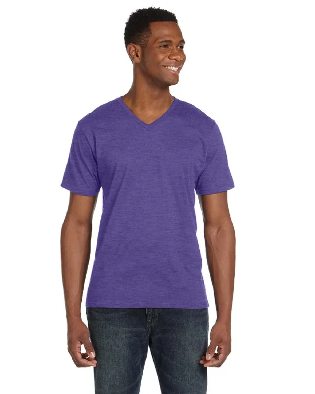 Hurry Up Anvil Fashion Fit V-Neck T-Shirt | Heather Purple