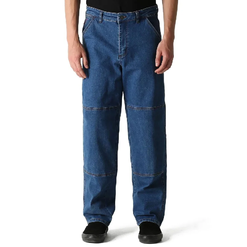 Weekend Offers That Sizzle Former Distend Double Knee Denim Jeans - Dark Blue Denim