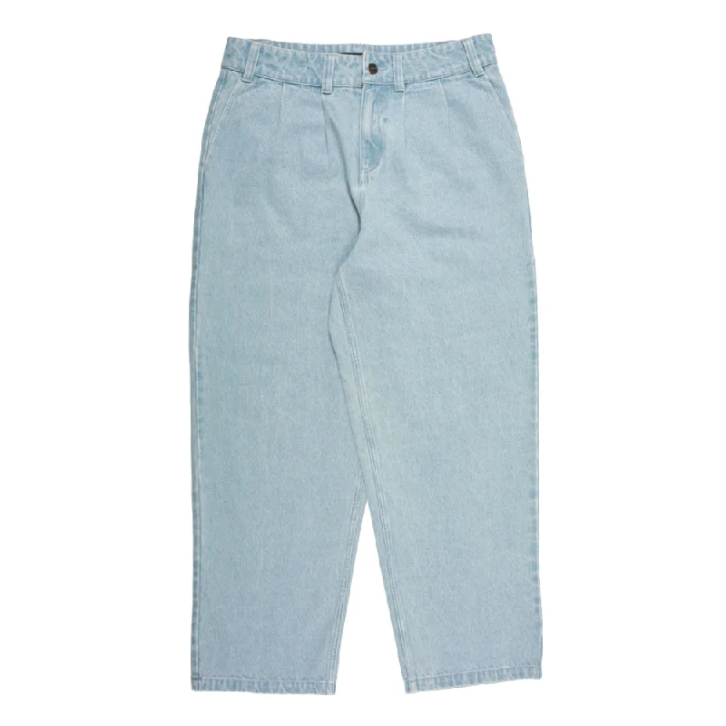 Major Savings Theories BELVEDERE PLEATED DENIM TROUSERS Lightwash Blue