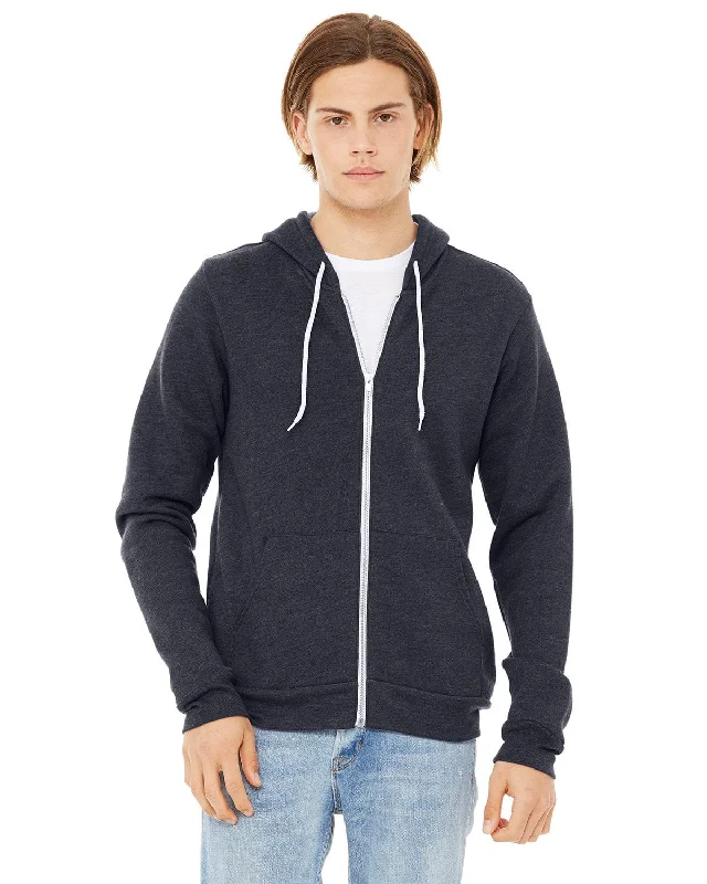Best Bargains Bella+Canvas Unisex Poly-Cotton Fleece Full-Zip Hoodie | Heather Navy