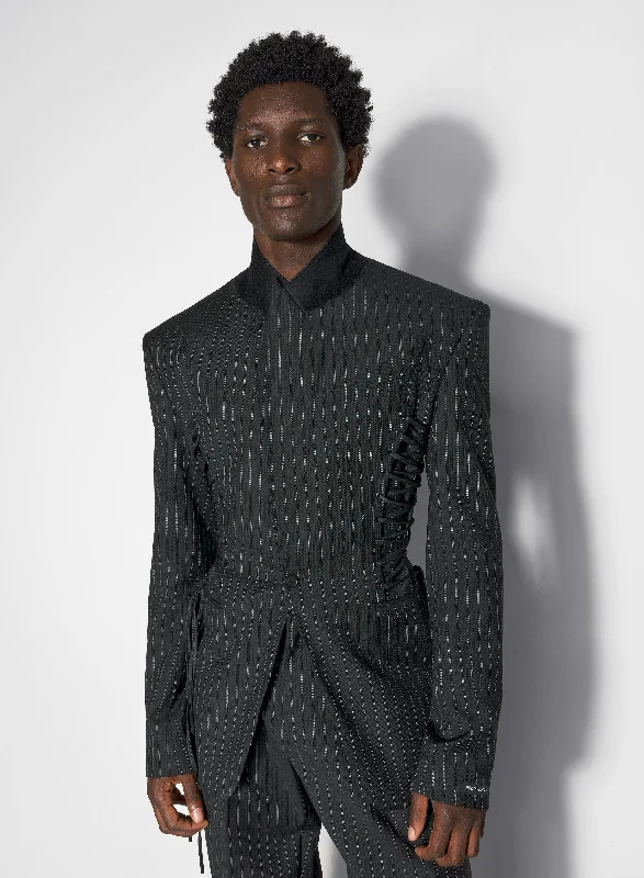 Bargain Alert pinstripe laced up tailored jacket