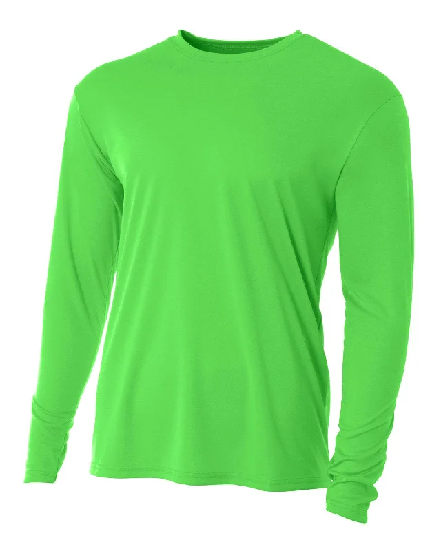 Today Only A4 Men's Cooling Performance Long Sleeve T-Shirt | Safety Green