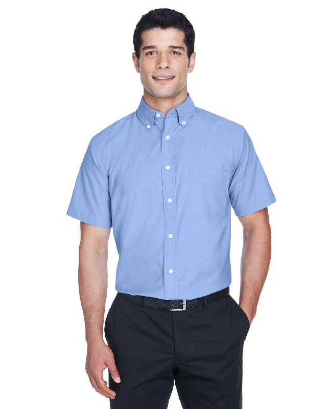 Weekend Special Harriton Mens Short Sleeve Oxford with Stain-Release | Light Blue
