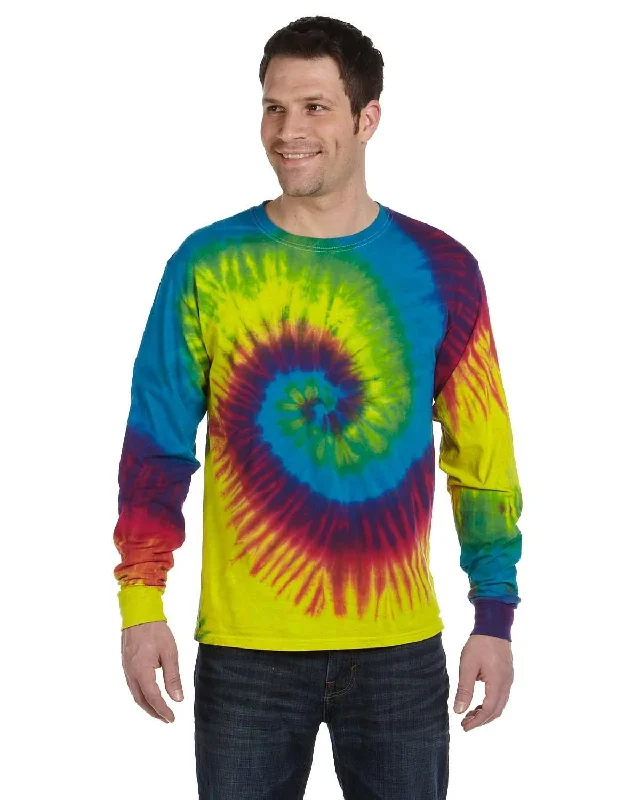 Weekend Deal Tie-Dye 100% Cotton Long Sleeve Tie-Dyed T-Shirt | Reactive Rainbow