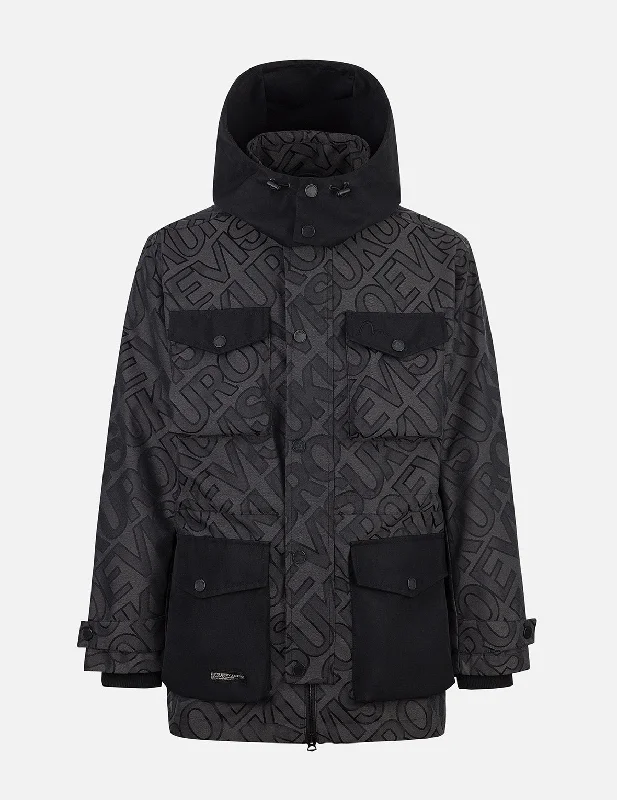 Get It Before It’s Gone Allover Logo Jacquard and Multi Pocket Relax Fit Jacket