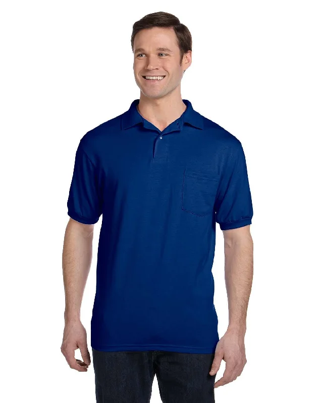 Price Rollback Hanes 50/50 Jersey Knit Pocket Polo Shirt | Deep Royal