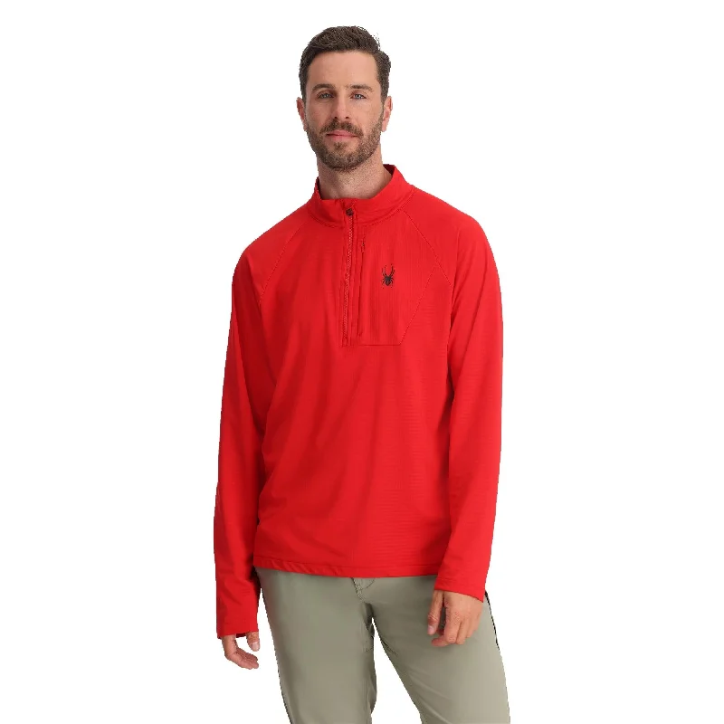Can't Beat Mens Gridweb Half Zip - Spyder Red