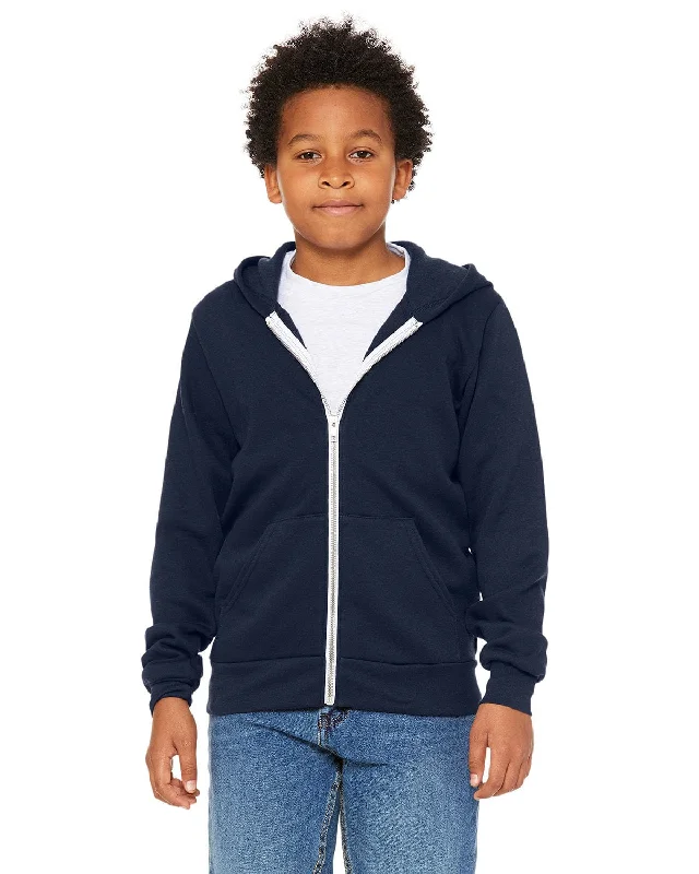 Super Sale Bella+Canvas Youth Sponge Fleece Full-Zip Hooded Sweatshirt | Navy