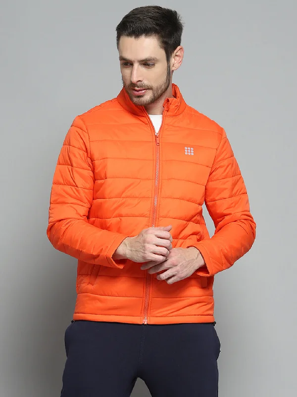 Big Savings Men Orange Solid Mock Neck Full Sleeve Jacket