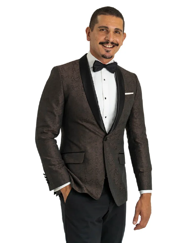 Price Blitz Rust Paisley Jacquard Evening Jacket