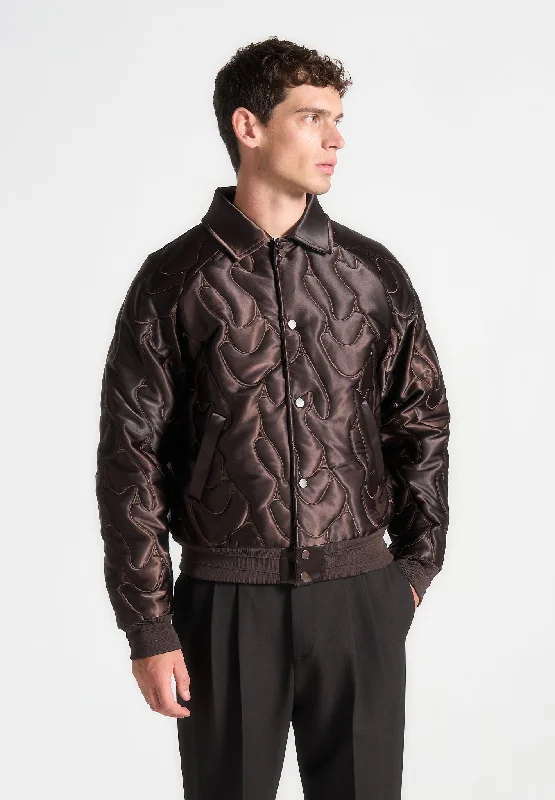 Weekend Steals Await Limited Edition Satin Embroidered Jacket - Brown
