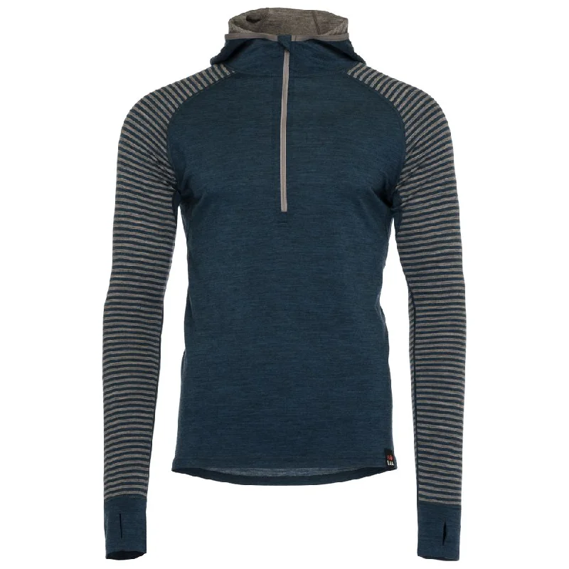 Bonus Savings Mens Merino 200 Zip Neck Hoodie (Stripe Petrol/Charcoal)