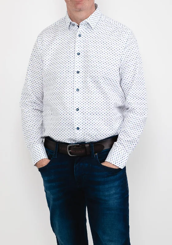 Sale Event Bugatti 9750 Geo Pattern Shirt, White