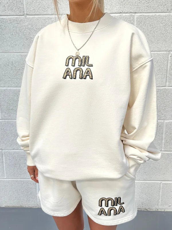 Weekend-Only Price Drops Cream Embellished Sweatshirt.