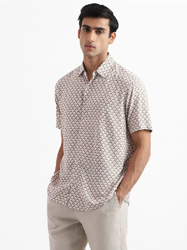 Limited Stock Ascot Printed Beige Relaxed-Fit Shirt