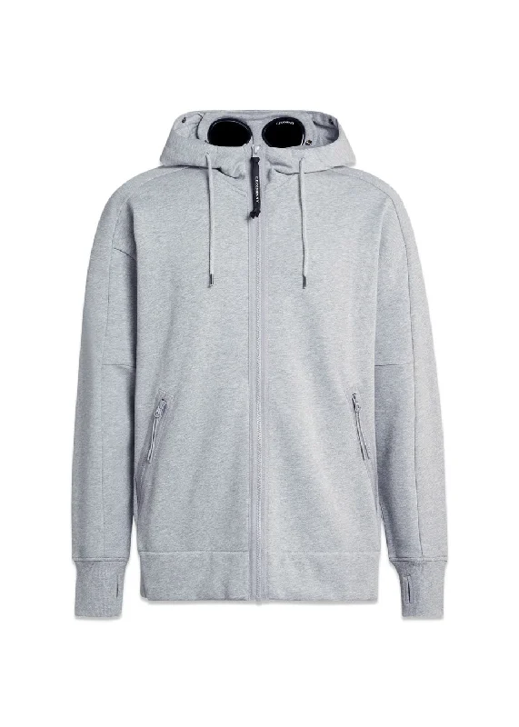 Season Finale Sale sweatshirts hooded open diagonal raised fleece - Grey Melange