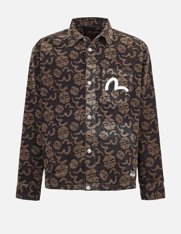 Anniversary Sale Allover Seagull and Kamon Jacquard Loose Fit Shirt Jacket