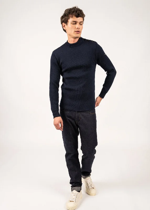 Weekend Discounts to Love MATELOT - Wool Fisherman Sweater with Button Shoulder | Slim Fit (NAVY) Weekend Discounts to Love MATELOT - Wool Fisherman Sweater with Button Shoulder | Slim Fit (NAVY)