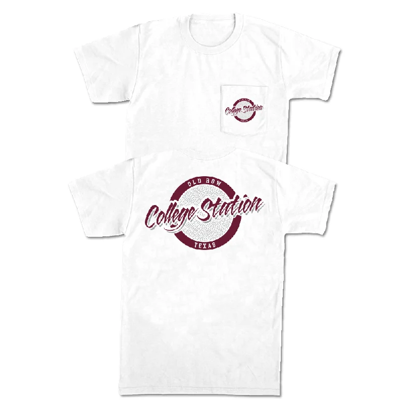 Quick Sale College Station, Texas Circle Logo Pocket Tee