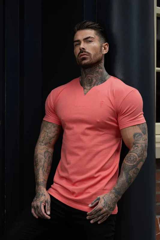 Daily Deals Father Sons Advanced V Neck Crew Short Sleeve Coral - FSH1018