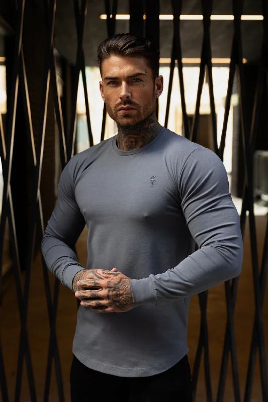 Big Discounts Father Sons Classic Charcoal Tonal Curved Hem Long Sleeve Crew T Shirt - FSH1002