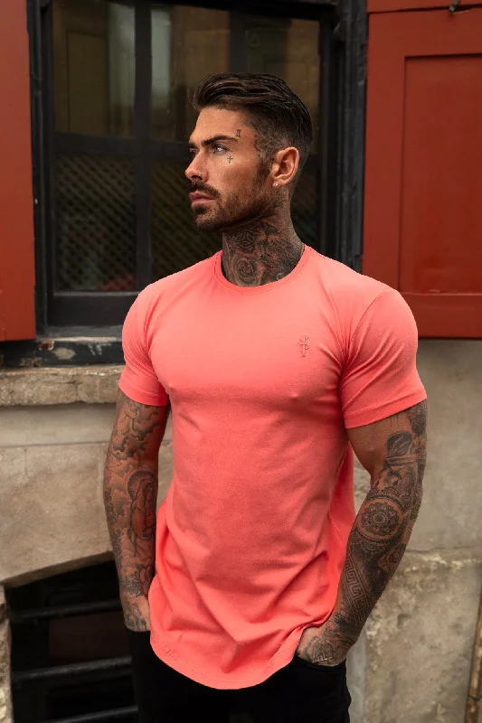 Steals and Deals Father Sons Classic Coral Tonal Curved Hem Crew T Shirt - FSH991