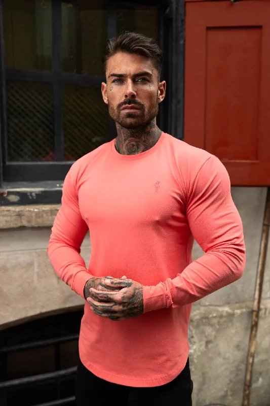 Buy Now Father Sons Classic Coral Tonal Curved Hem Long Sleeve Crew T Shirt - FSH1000 Buy Now Father Sons Classic Coral Tonal Curved Hem Long Sleeve Crew T Shirt - FSH1000