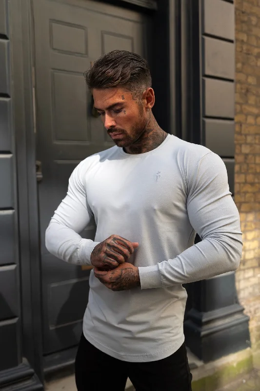 Act Fast Father Sons Classic Grey Tonal Curved Hem Long Sleeve Crew T Shirt - FSH998 Act Fast Father Sons Classic Grey Tonal Curved Hem Long Sleeve Crew T Shirt - FSH998