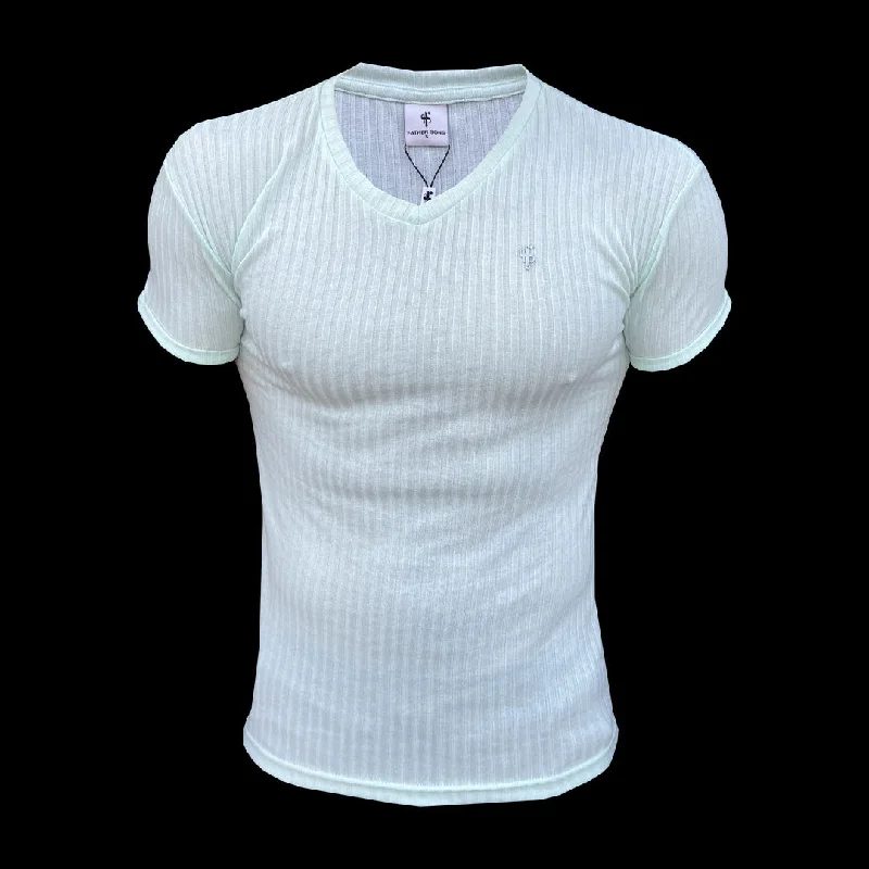 Super Sale Father Sons Classic Mint / Silver V Neck Ribbed Crew - FSH1131