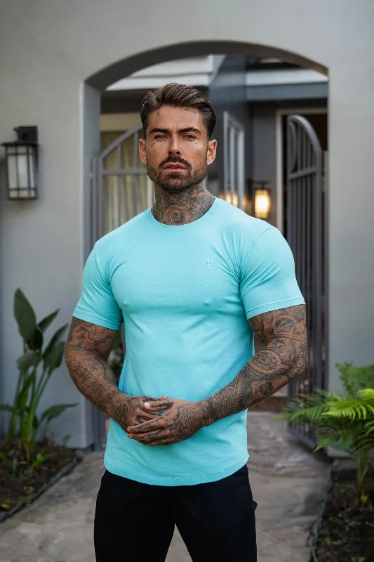 Stock Clearance Father Sons Classic Turquoise Curved Hem Crew T Shirt - FSH1153