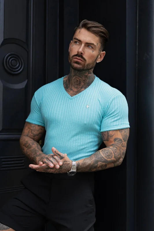 Grand Opening Sale Father Sons Classic Turquoise / Silver V Neck Ribbed Crew - FSH1128 Grand Opening Sale Father Sons Classic Turquoise / Silver V Neck Ribbed Crew - FSH1128