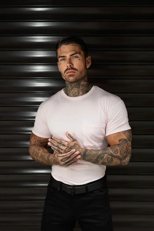 Year-End Sale Father Sons Powder Pink Bamboo Crew T Shirt With Pocket Short Sleeve- FSH1098 Year-End Sale Father Sons Powder Pink Bamboo Crew T Shirt With Pocket Short Sleeve- FSH1098