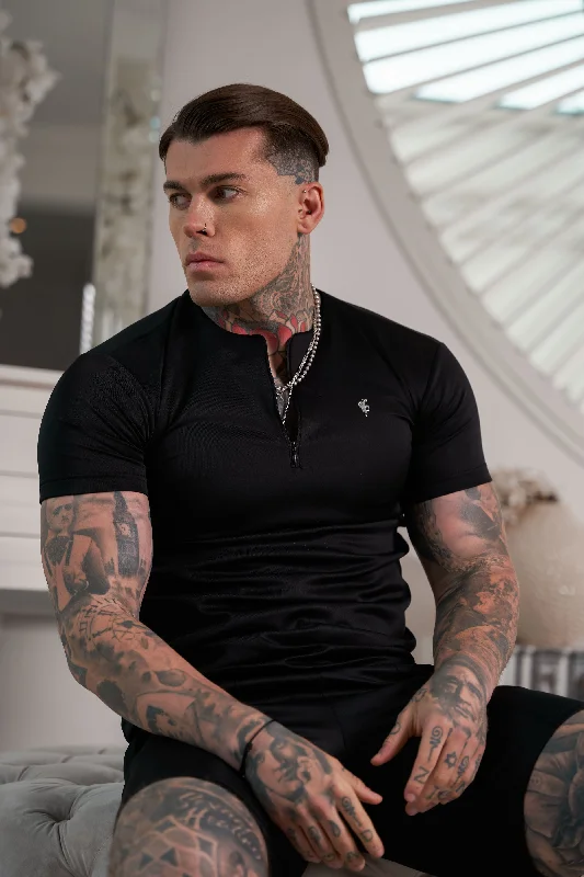 Discount Days Father Sons Scuba Black / Silver Crew T Shirt With Zip Detail Short Sleeve - FSH1032 Discount Days Father Sons Scuba Black / Silver Crew T Shirt With Zip Detail Short Sleeve - FSH1032