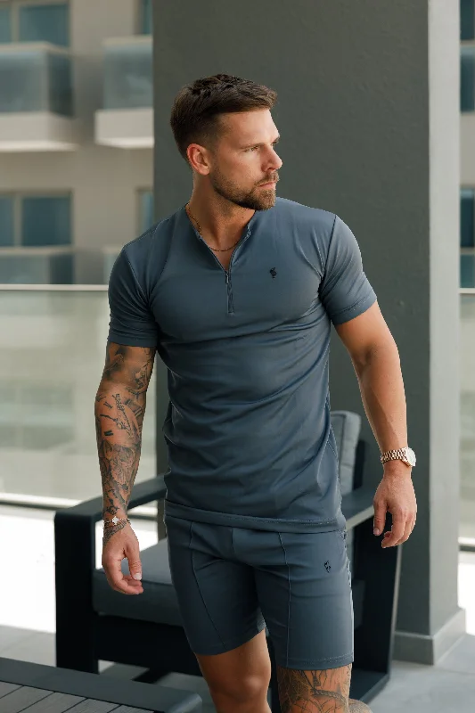 Markdown Madness Father Sons Scuba Charcoal Black Crew T Shirt With Zip Detail Short Sleeve - FSH1109 Markdown Madness Father Sons Scuba Charcoal Black Crew T Shirt With Zip Detail Short Sleeve - FSH1109