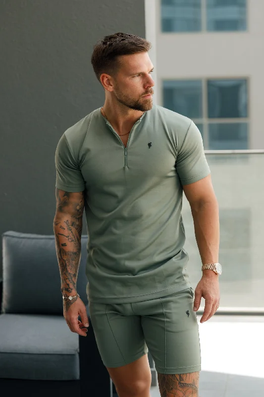 Sneak Peek Sale Father Sons Scuba Olive / Black Crew T Shirt With Zip Detail Short Sleeve - FSH1110 Sneak Peek Sale Father Sons Scuba Olive / Black Crew T Shirt With Zip Detail Short Sleeve - FSH1110