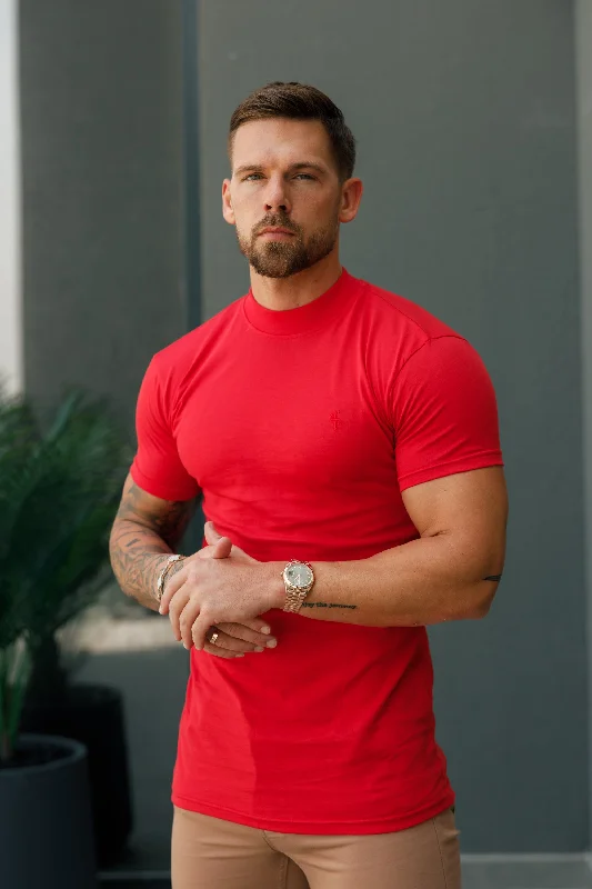 Exclusive Access FS Ribbed High Neck Crew Short Sleeve Red - FSH1138