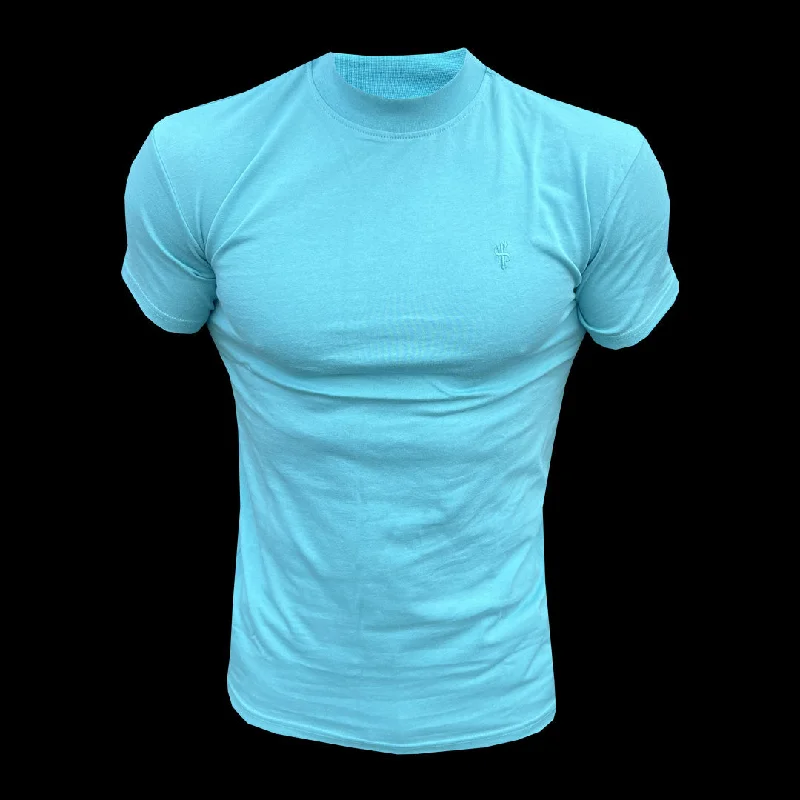 Mega Sale FS Ribbed High Neck Crew Short Sleeve Turquoise - FSH1144