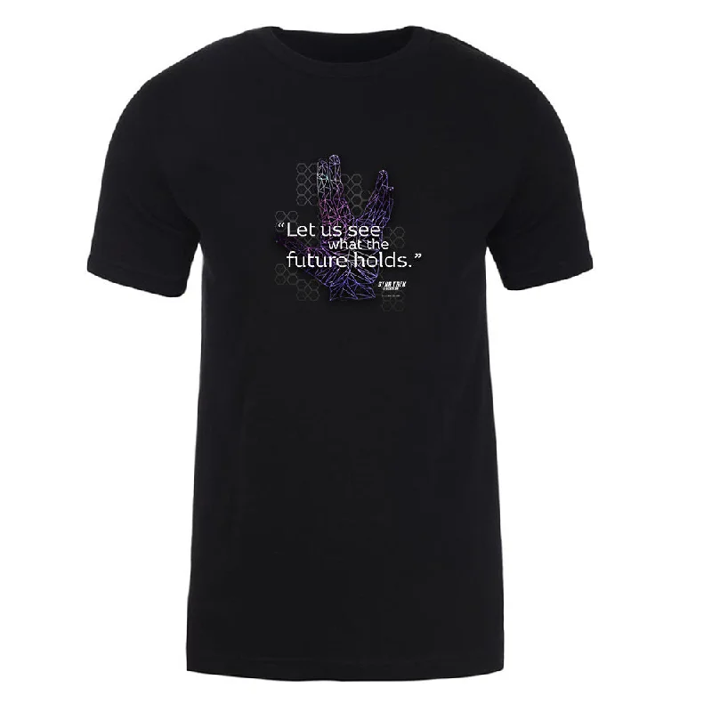 Weekend Savings Bonanza Star Trek: Discovery Let Us See What The Future Holds Adult Short Sleeve T-Shirt Weekend Savings Bonanza Star Trek: Discovery Let Us See What The Future Holds Adult Short Sleeve T-Shirt