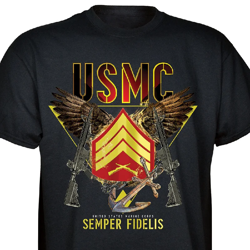 Online Only Exclusive Marine Corps T-shirt Customized by Rank