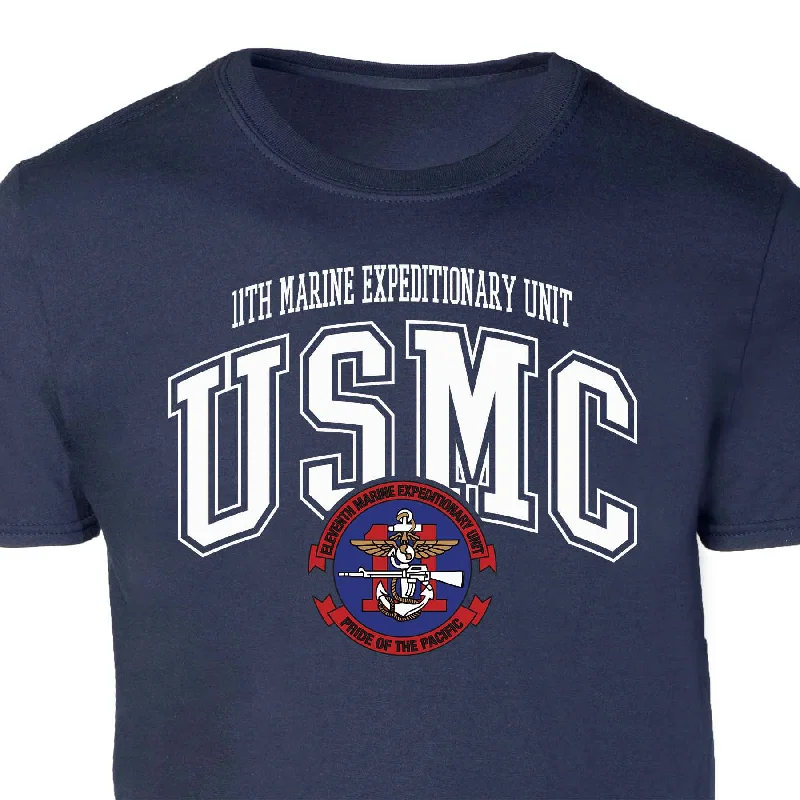 Savings Alert 11th MEU Pride Of The Pacific Arched Patch Graphic T-shirt